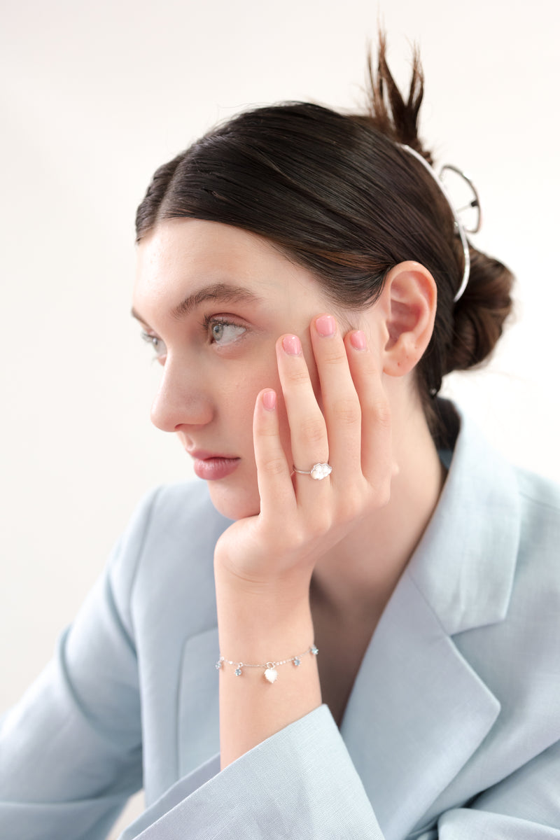 Cloud Ring Silver - White Shell