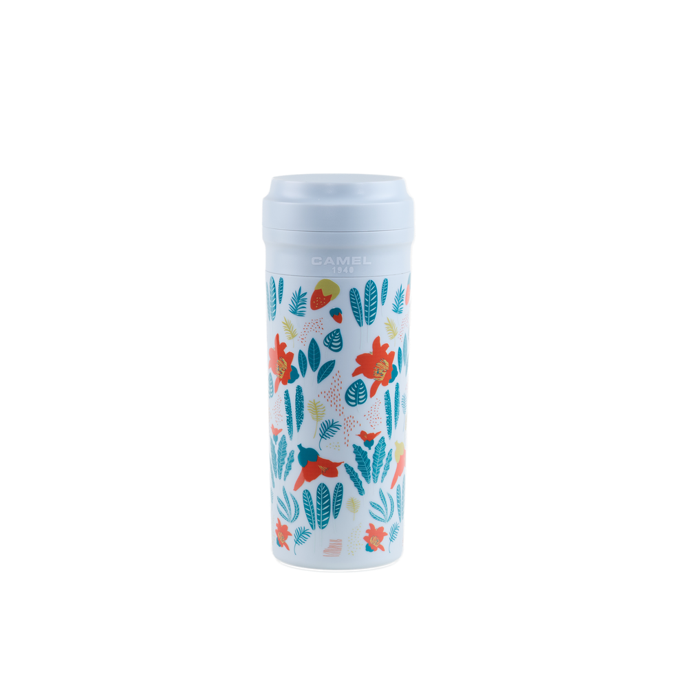 【Cuppa 花朵系列】350ml 玻璃膽真空保溫杯膠殼膠蓋 - 木棉花