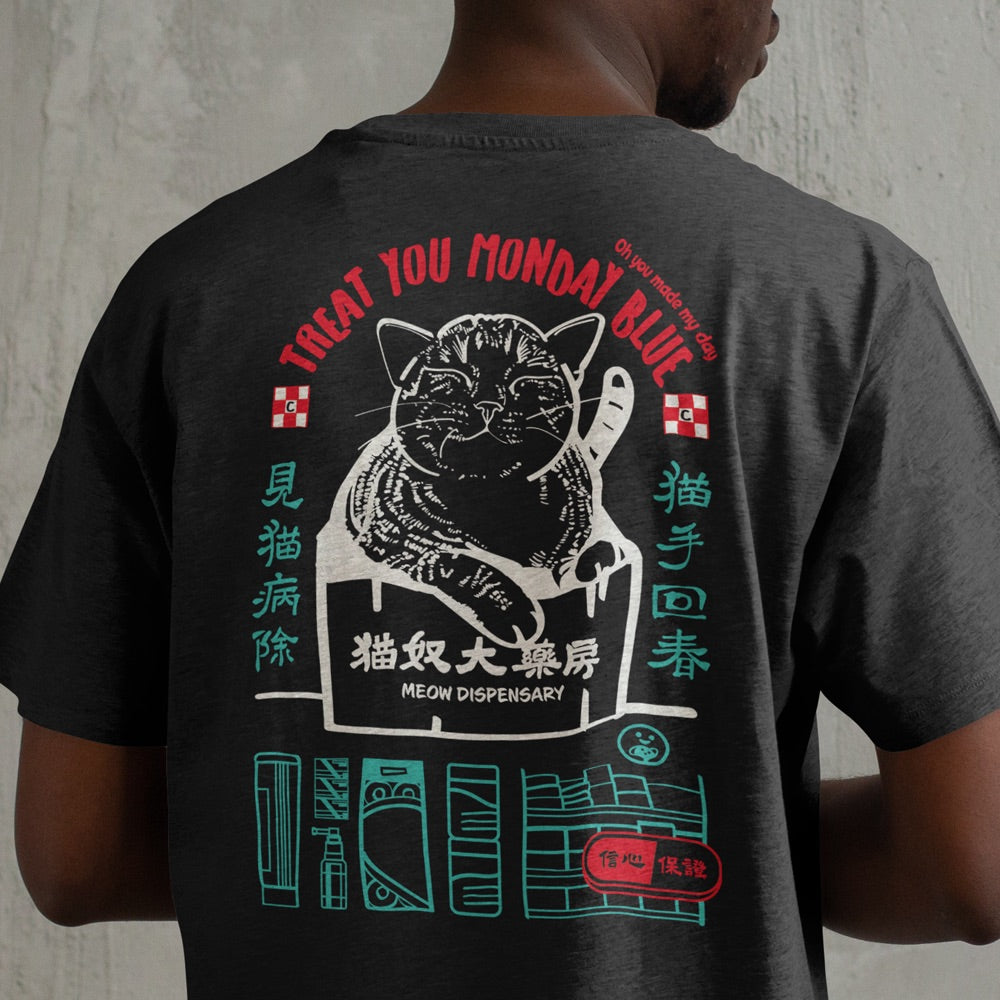 MONDAY BLUE 聖手 藥房貓店長 貓奴T恤