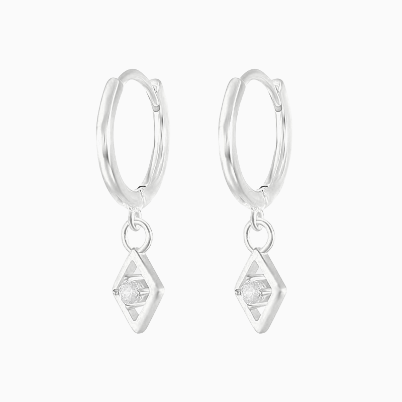 Diamond CZ Drop Huggie Earrings