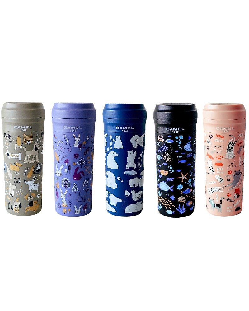 玻璃膽真空保溫杯膠殼膠蓋 350ml - 動物系列 (小兔)