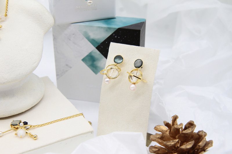 F136-G / F136-S |Stellar星球水晶珍珠耳環