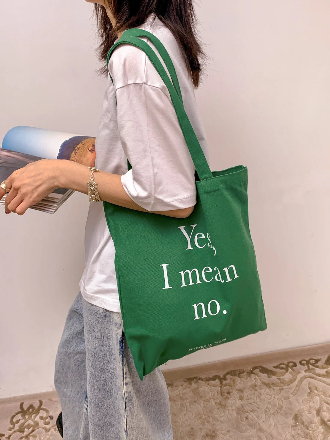 Yes, I mean no • Green / Tote Bag