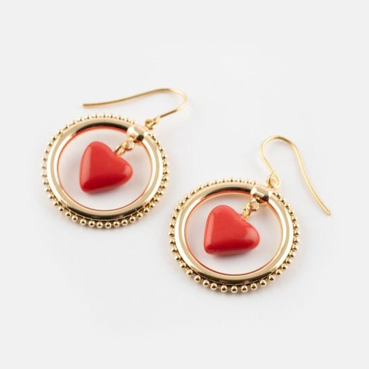 【New】J730 Red Heart Circle Earrings - Premier Amour