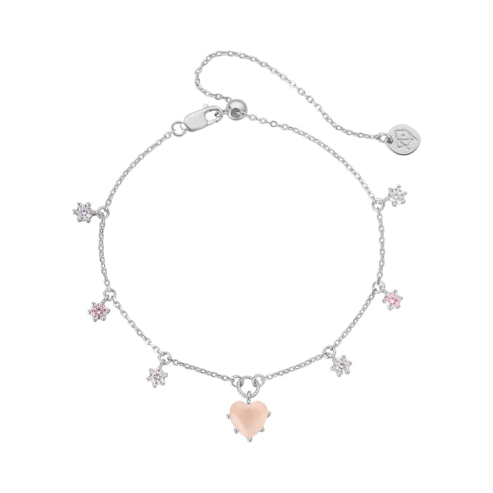 Charming Wonders Silver Bracelet - Rose Quartz