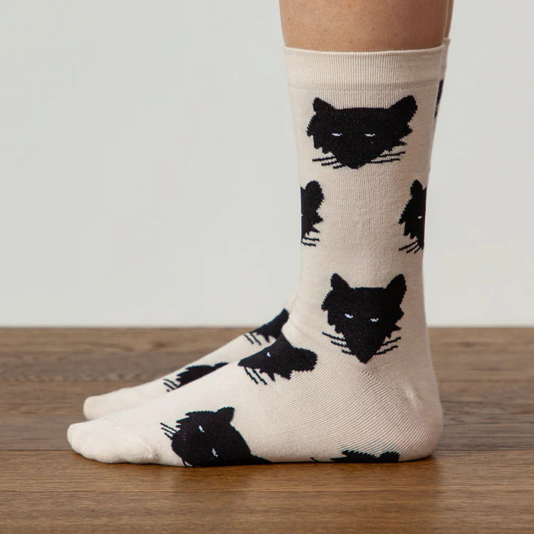 Wolf Socks - Cream White