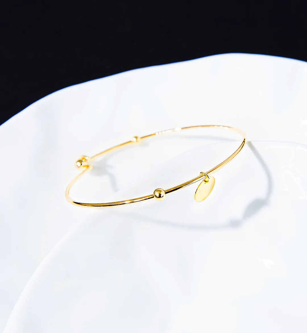 Adjustable Minimal Bangle with 14K Gold Filled Stud