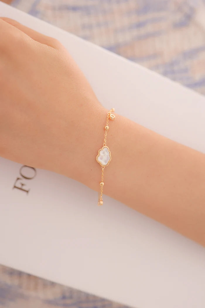 Bubble cloud gold bracelet (White Shell)