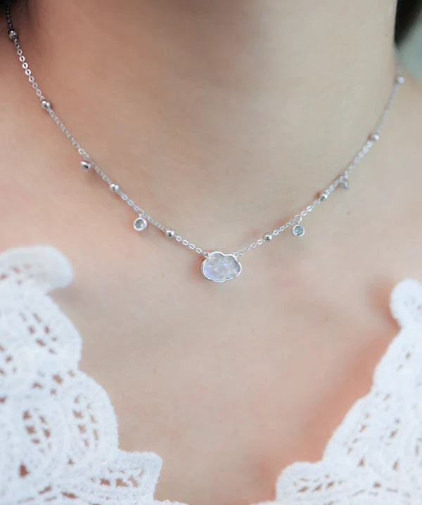 Bubble Cloud Necklaces Moonstone Silver