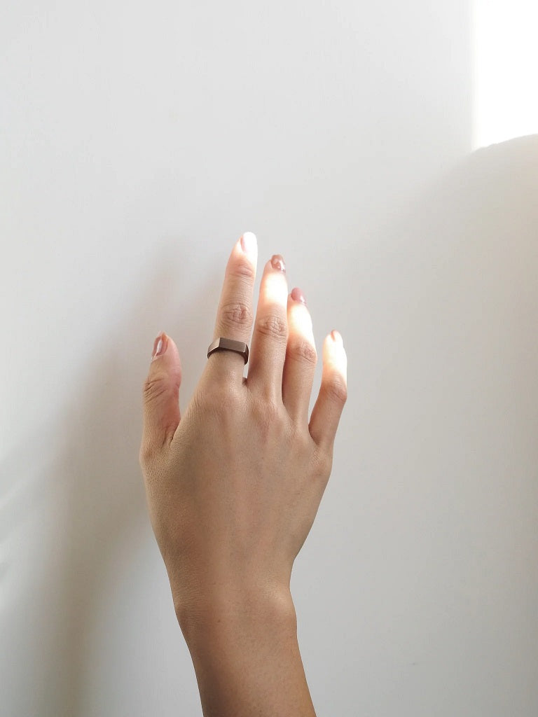 Dual Texture Signet Ring | Bronze