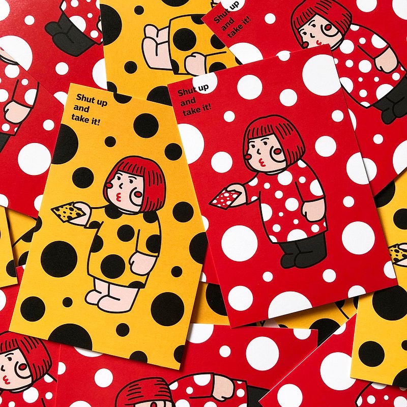 厚間彌生系列 波點惡搞明信片 | 兩色入