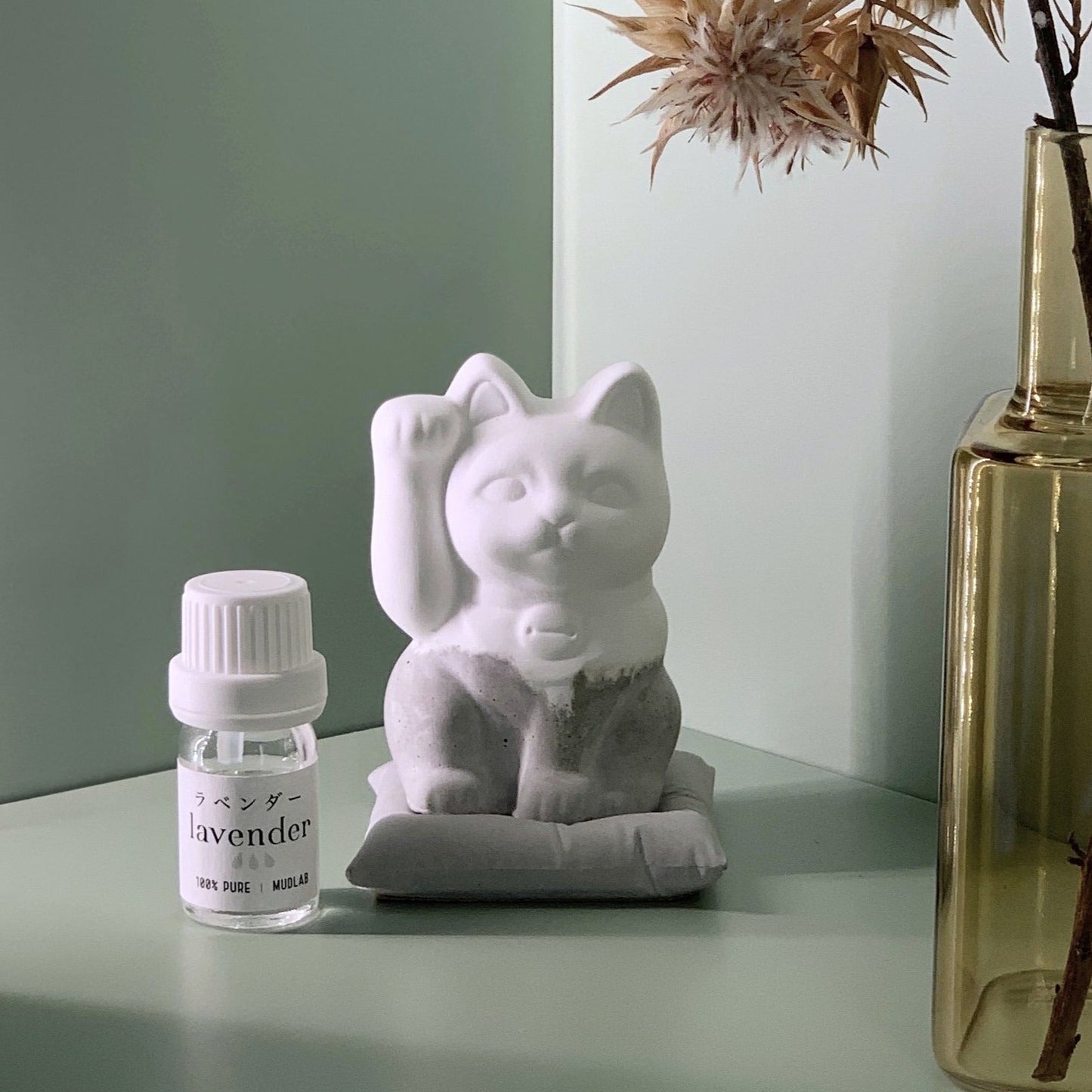 水泥擴香招財貓配水泥咕𠱸 (右招手招財 / 左招手人緣和福)