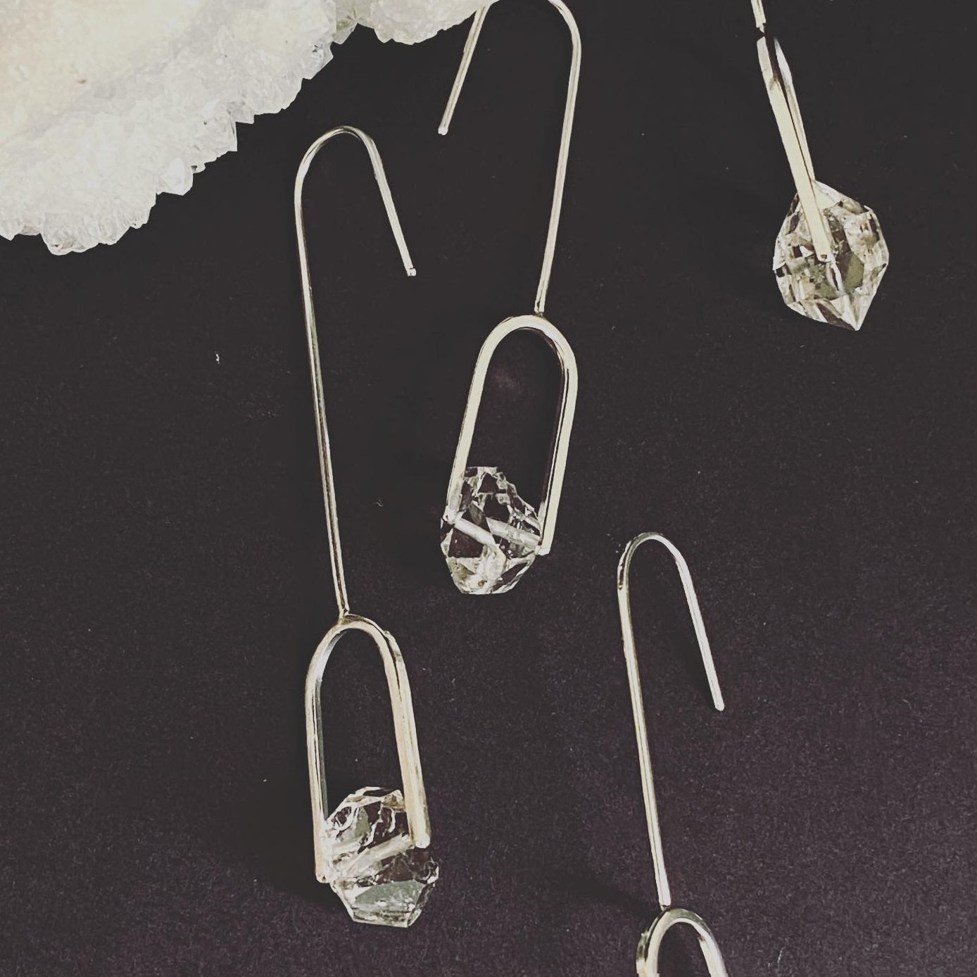 Herkimer Line Long Earrings
