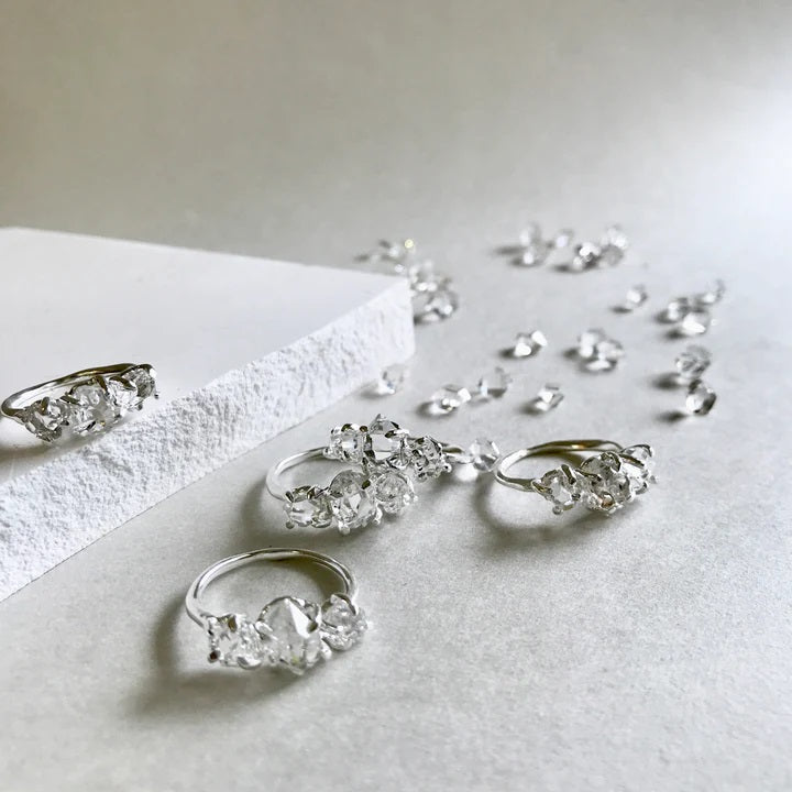 Trio Herkimer Diamond Ring