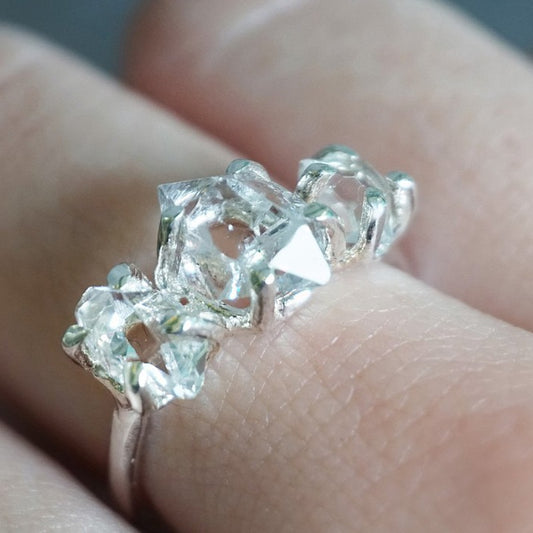 Trio Herkimer Diamond Ring