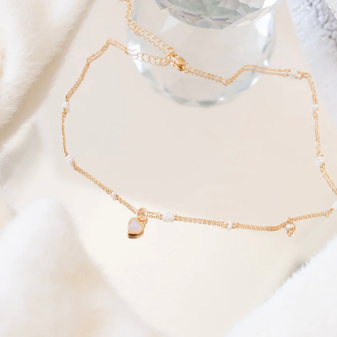 Moonheart Locket Necklace Gold - 3 ways wearing