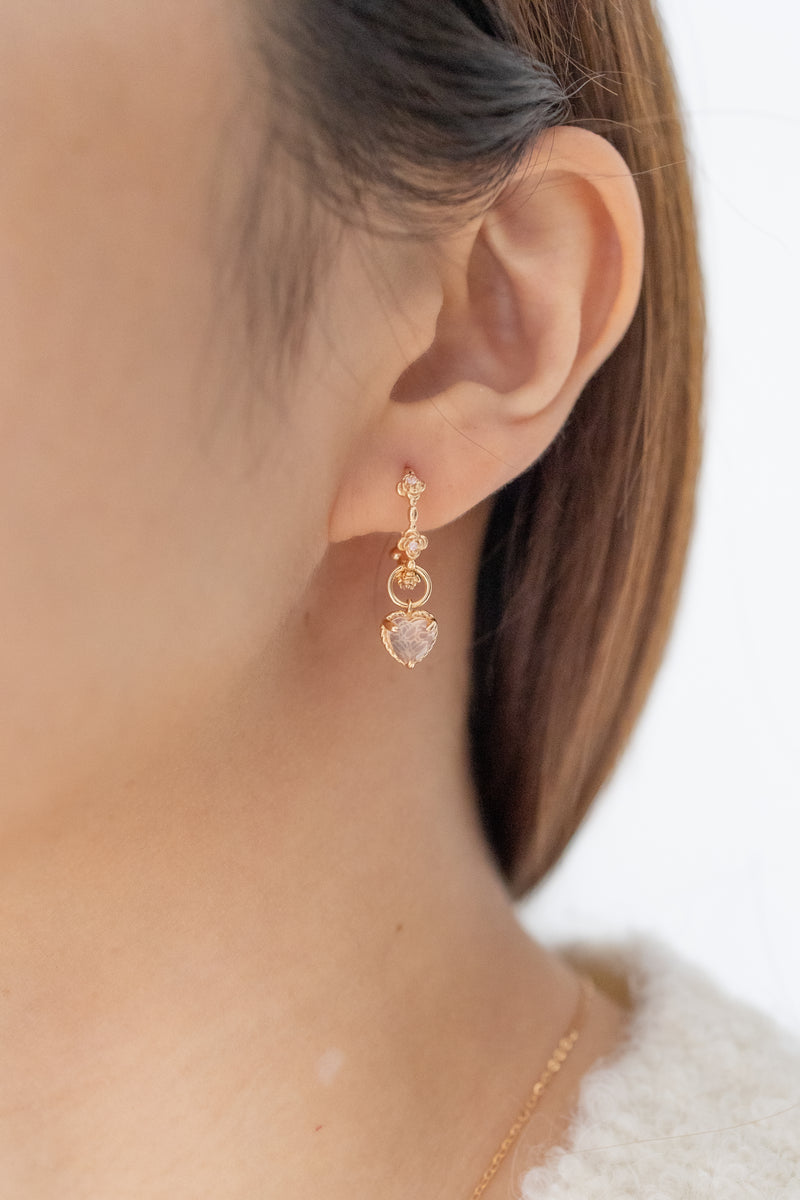 Heartbeat Pink Rose Rose Gold Ear Hoop - Rose Quartz