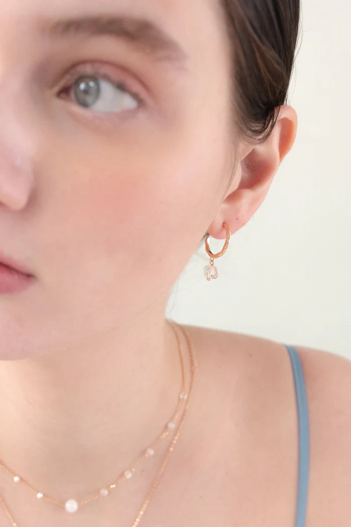 Crystal Ear Hoops Earrings - Herkimer Diamond