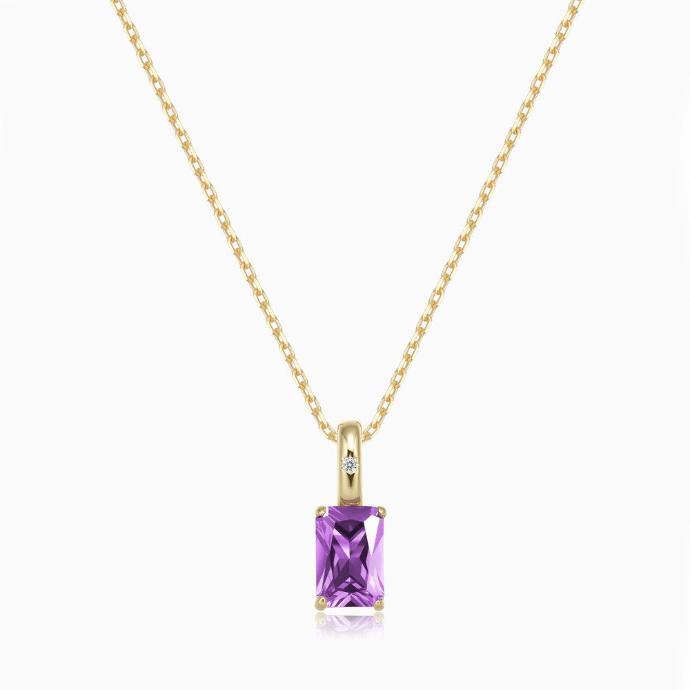 Amethyst Baguette Stone Necklace