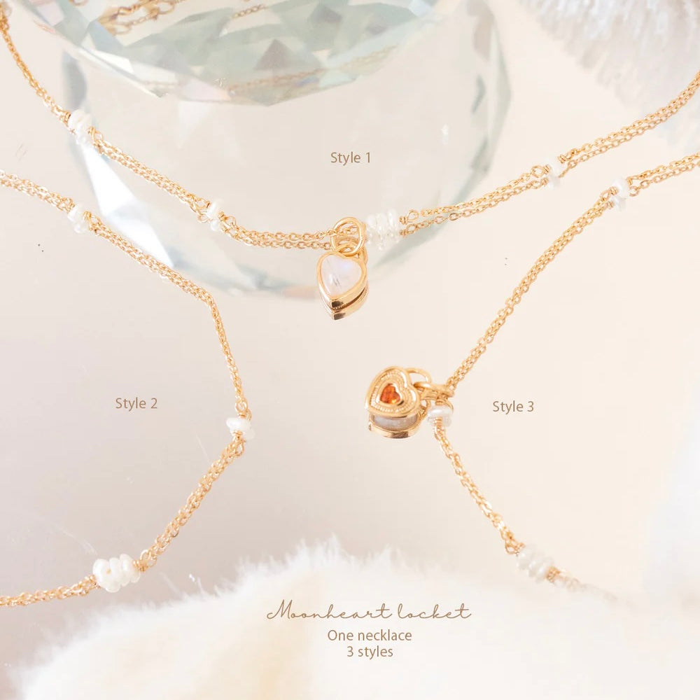 Moonheart Locket Necklace Gold - 3 ways wearing