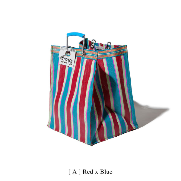Recycled Plastic Stripe Bag / Rectangle D26 Red x Blue