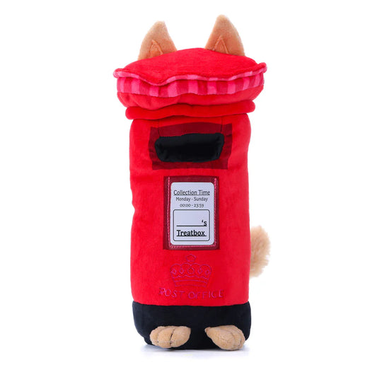 Woof² | British Postbox Treat-Dispensing Soft Plush Pet Toy