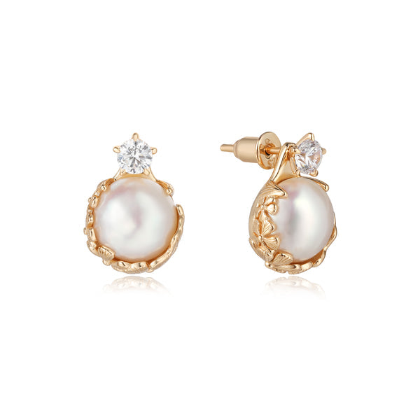 Pearl Blossom Earrings Rose Gold