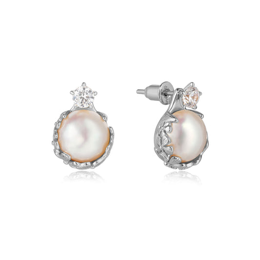 Pearl Blossom Earrings Silver