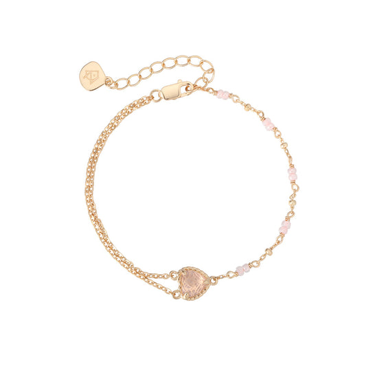 Heartbeat Bubble Rose Gold Bracelet - Rose Quartz