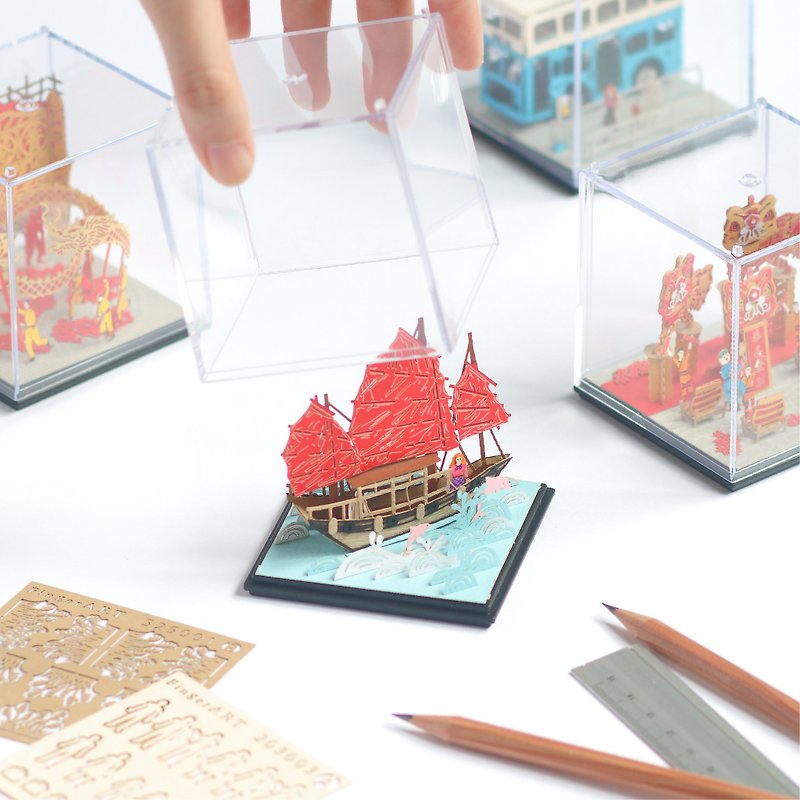香港帆船 FingerART紙藝術模型 連展示盒