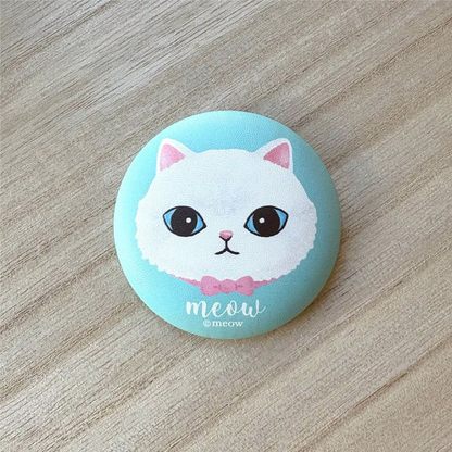 Meow 圓形PU軟綿綿貓貓胸針