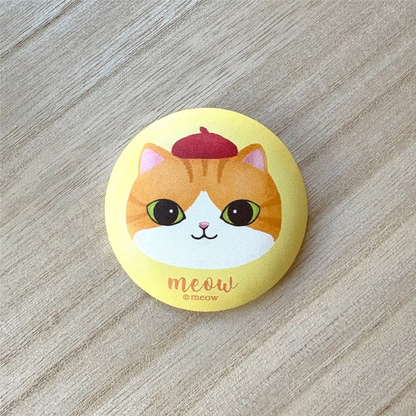 Meow 圓形PU軟綿綿貓貓胸針
