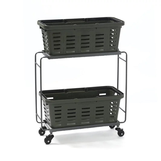Iron Wagon with Heavy Duty Basket Long (Olive)