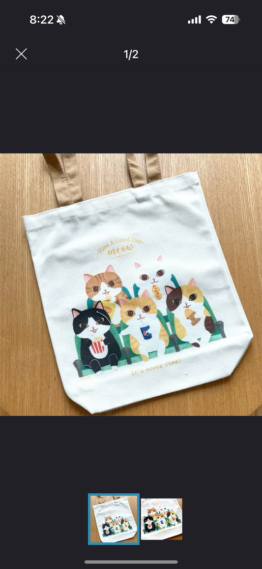 Moew It’s movie time Tote Bag