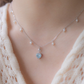 AQUA TWINKLE SILVER NECKLACE - AQUAMARINE & PEARL