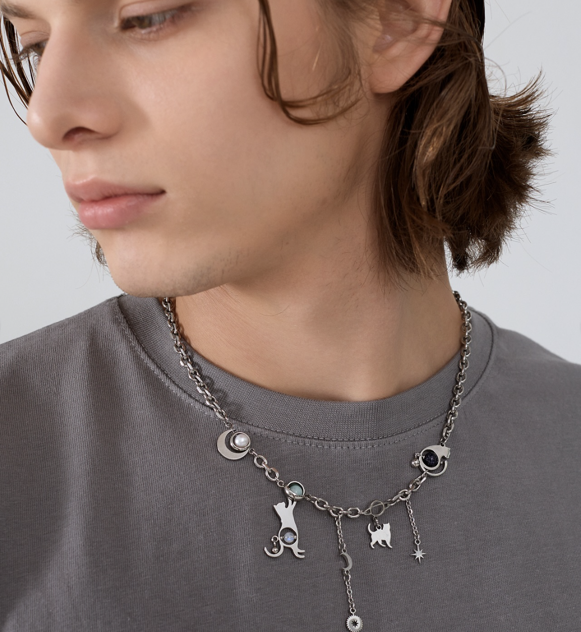 B135-S 日月星辰喵頸鏈