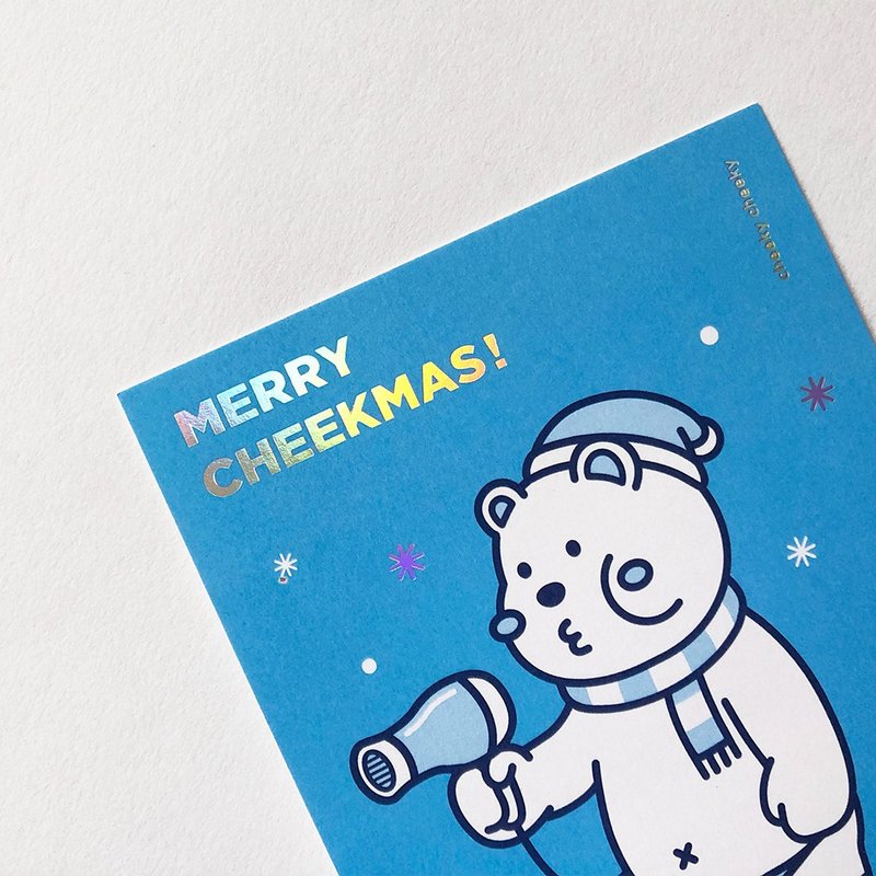 厚面熊 Merry Cheekmas 聖誕卡 燙珠光 燙金 信封