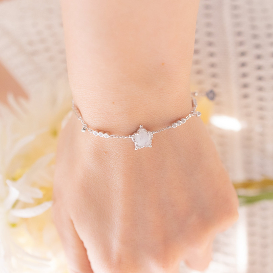 BUBBLE FLORA SILVER BRACELET - MOONSTONE