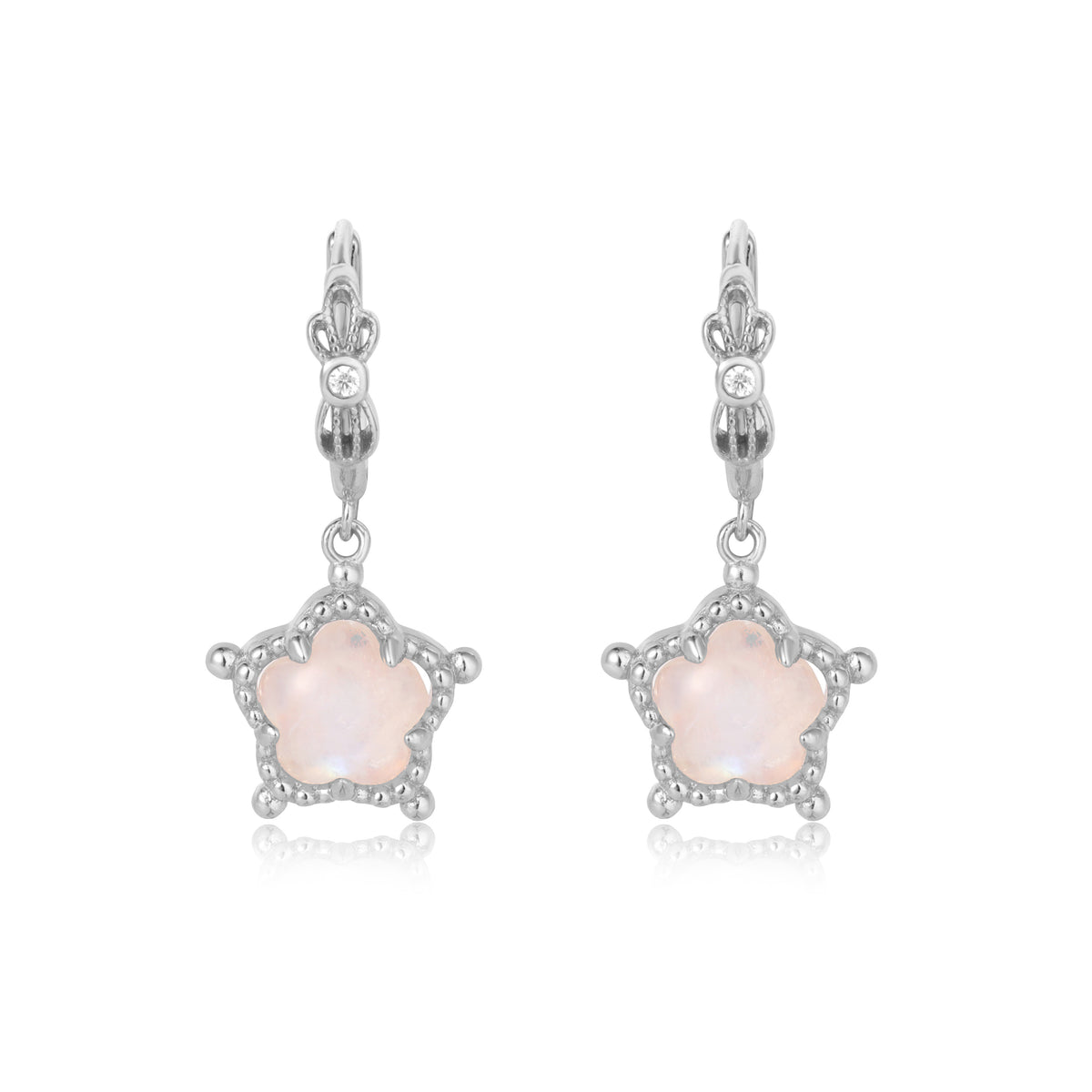 BUBBLE FLORA SILVER EARRINGS - MOONSTONE