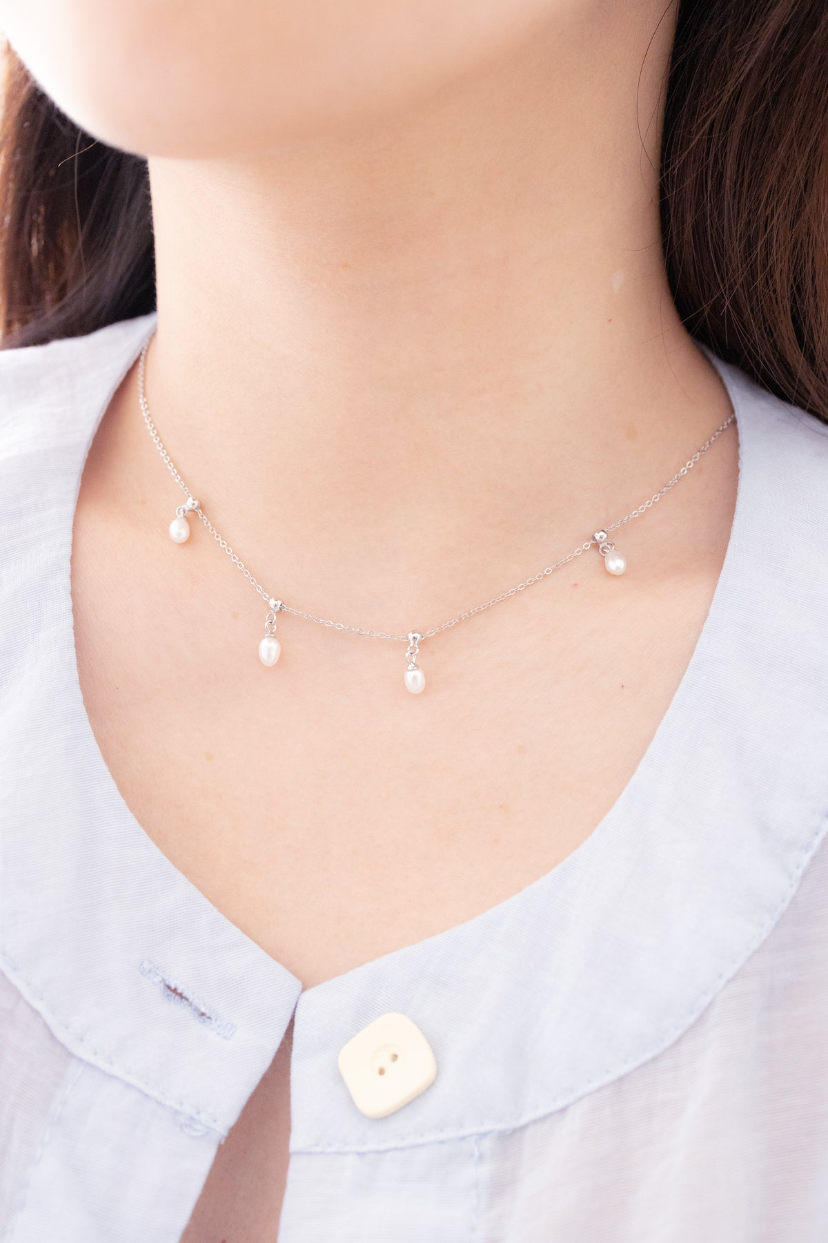 BUBBLE FLORA SILVER NECKLACE - MOONSTONE - TWO WAY - REMOVABLE CHARM