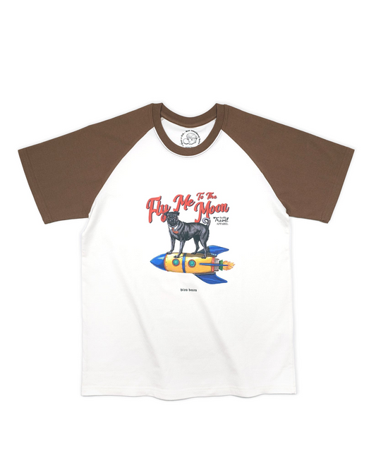 【Regular Size】Fly Me To The Moon Reglan T-shirt  - Brown