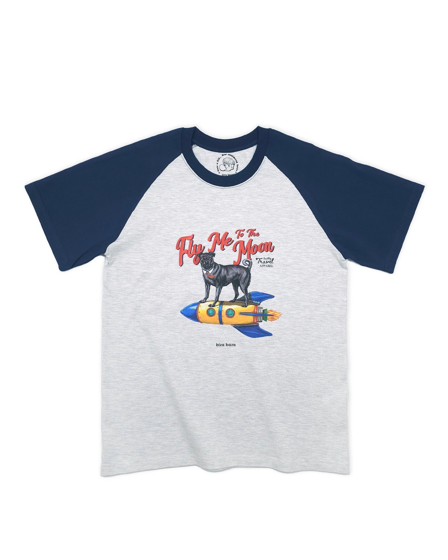 【Regular Size】Fly Me To The Moon Reglan T-shirt  - Navy