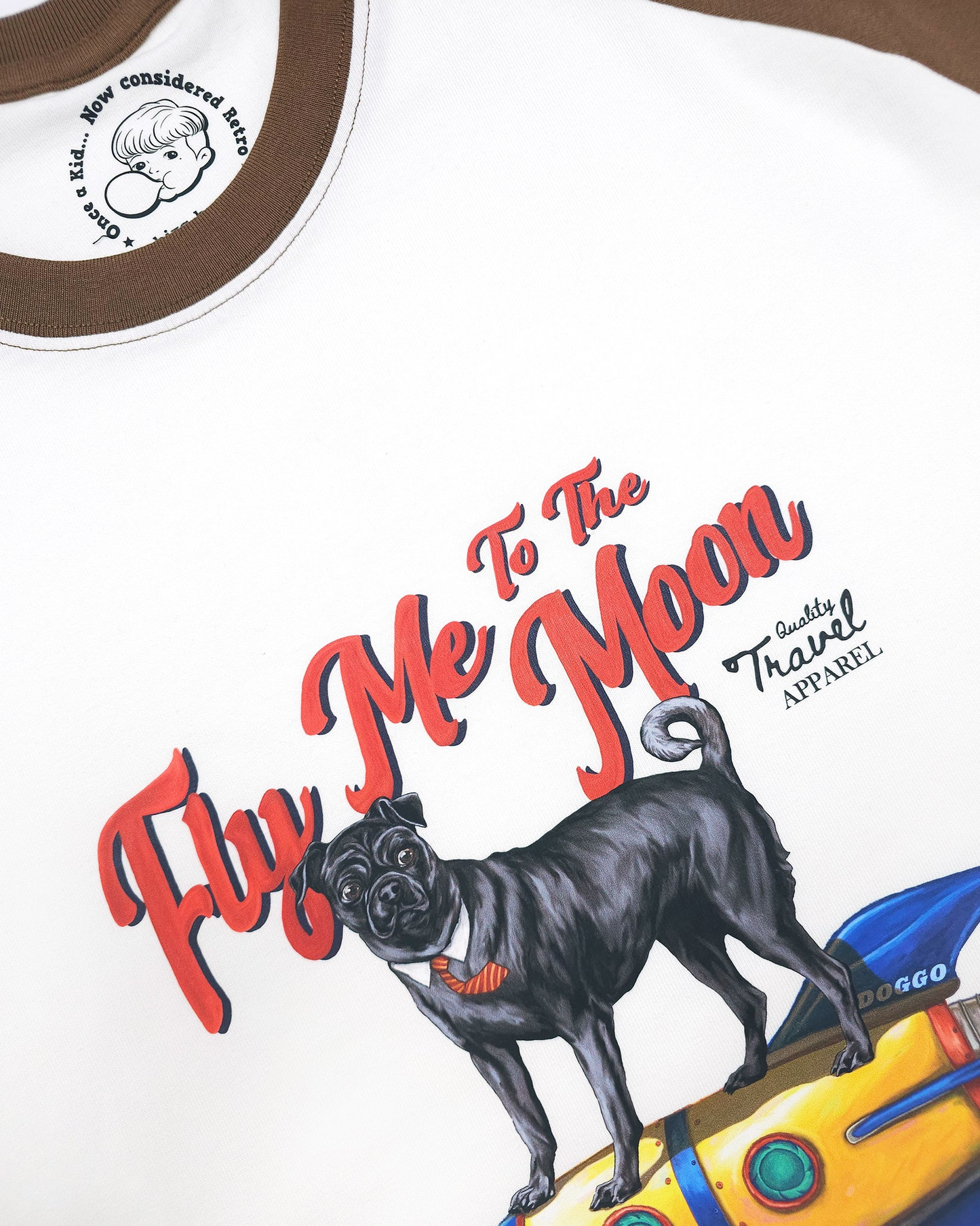 【Regular Size】Fly Me To The Moon Reglan T-shirt  - Brown