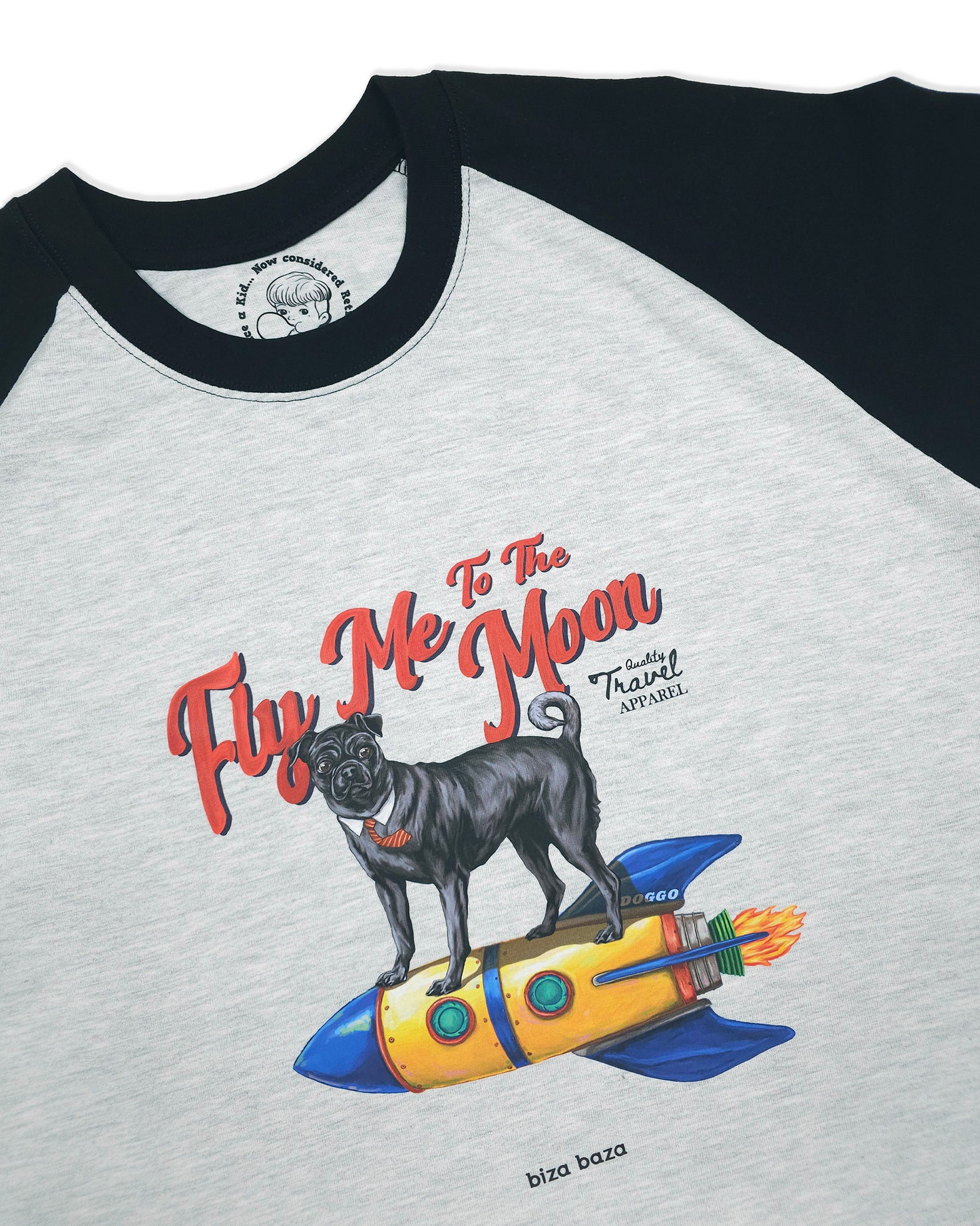 【Regular Size】Fly Me To The Moon Reglan T-shirt  - Black