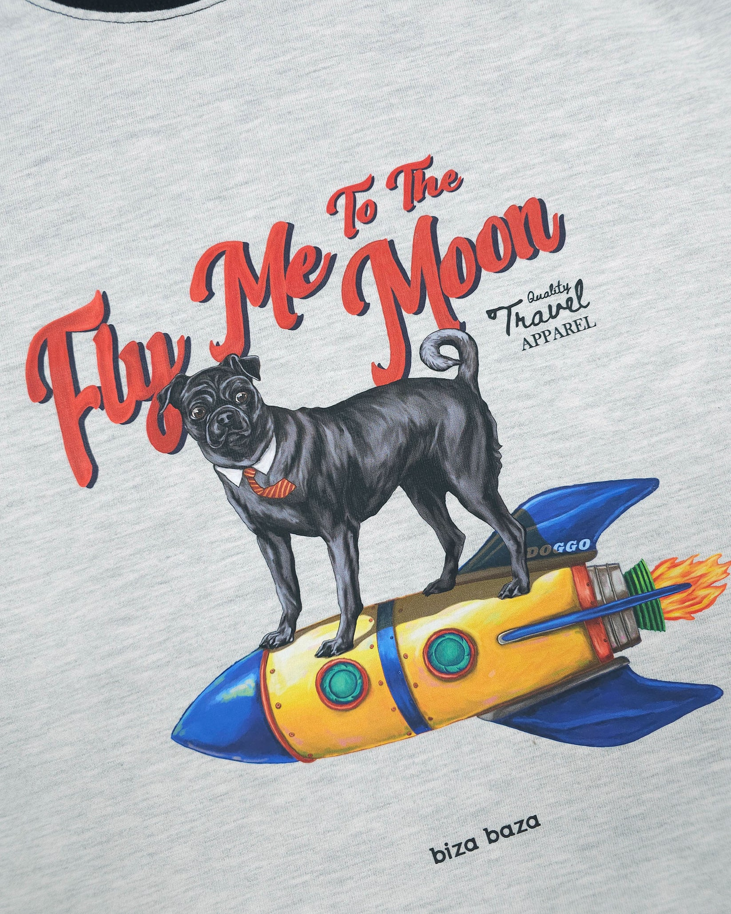【Regular Size】Fly Me To The Moon Reglan T-shirt  - Black