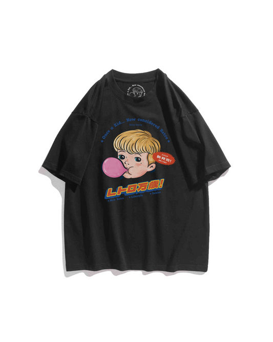 【Regular Size】Gummy Boy Retro T-Shirt Series - Black
