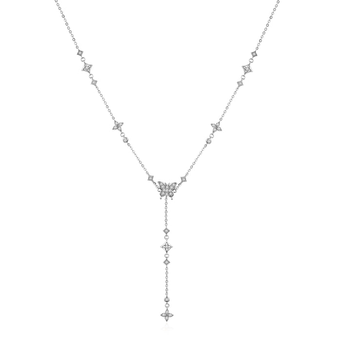 Heavenly Flight Y shape Necklace - (Rose Gold / Silver