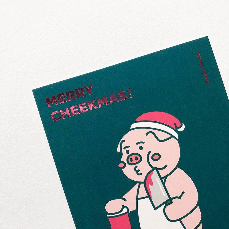 厚面子 厚面豬 Merry Cheekmas 聖誕卡 燙金 信封