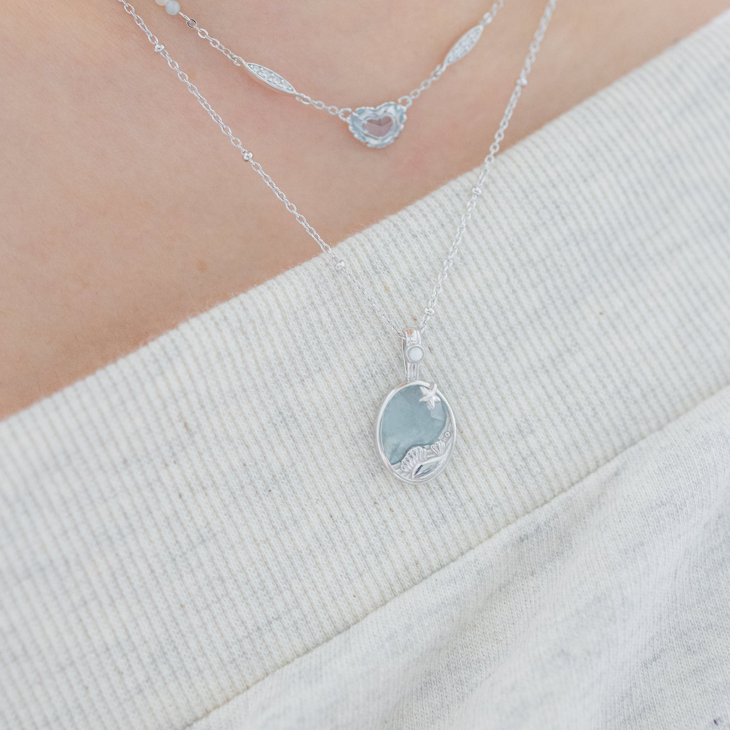 LAGOON DREAM SILVER NECKLACE AQUAMARINE