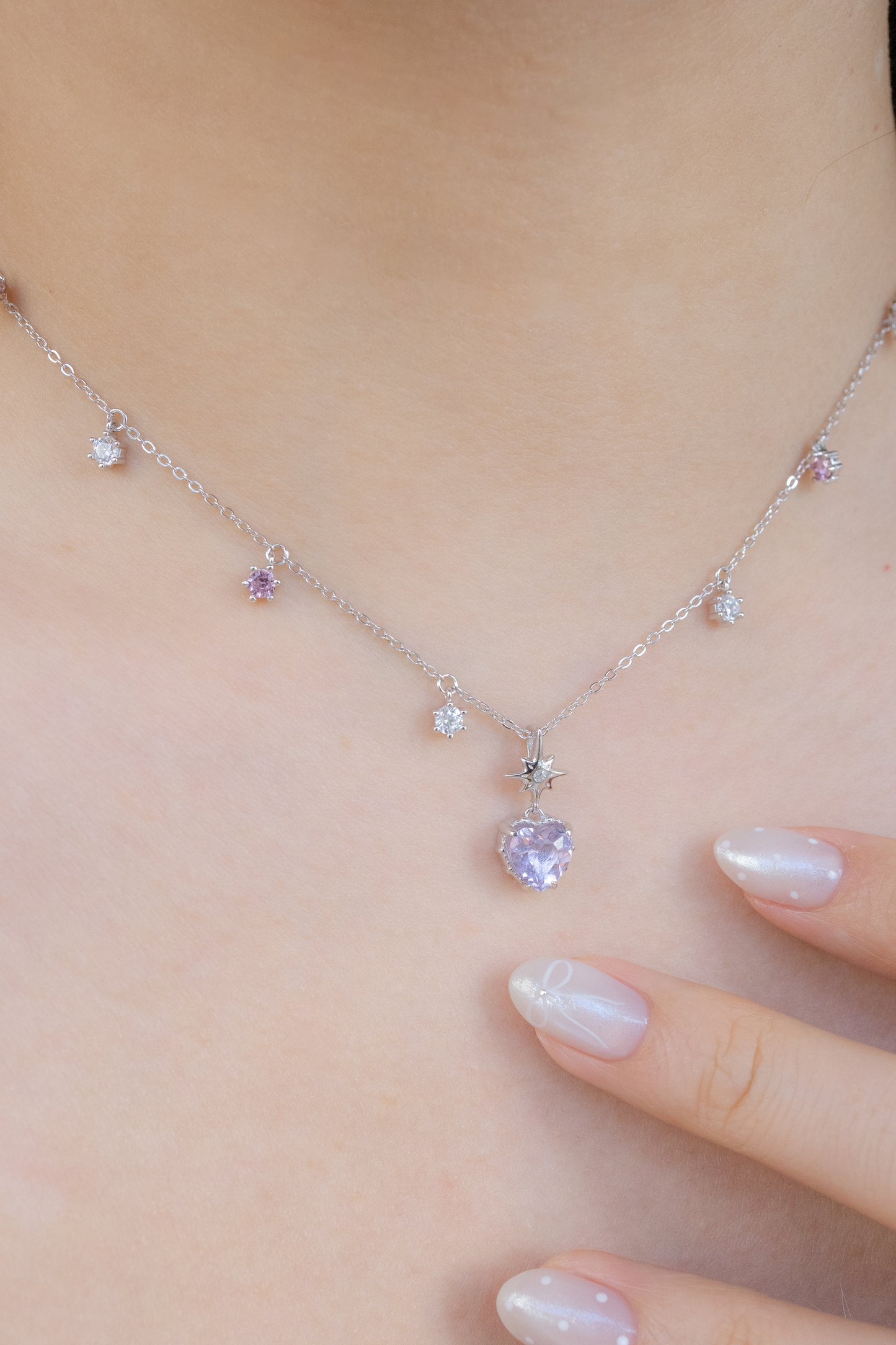 LAVENDER TWINKLE SILVER NECKLACE - LAVENDER